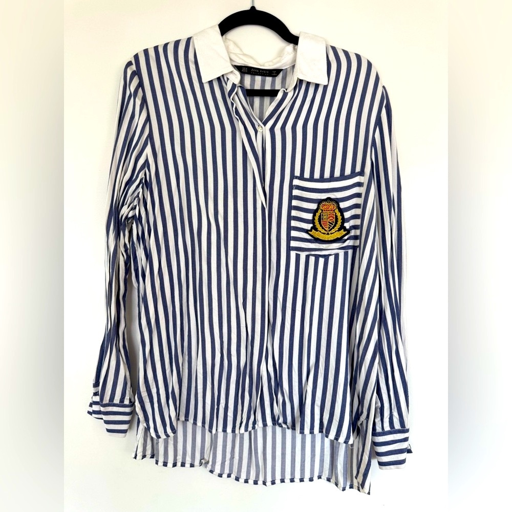 Zara Crest Women Striped Shirt- Size XL